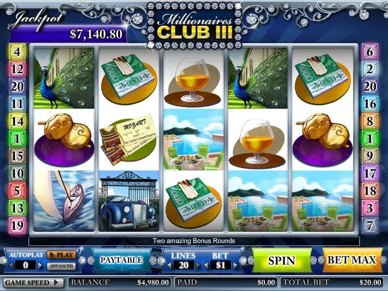 Millionares Club III CryptoLogic Slot Main Screen Reels