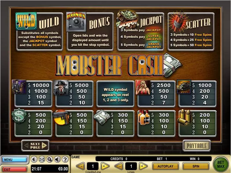 Mobster Cash GTECH Slot Info and Rules