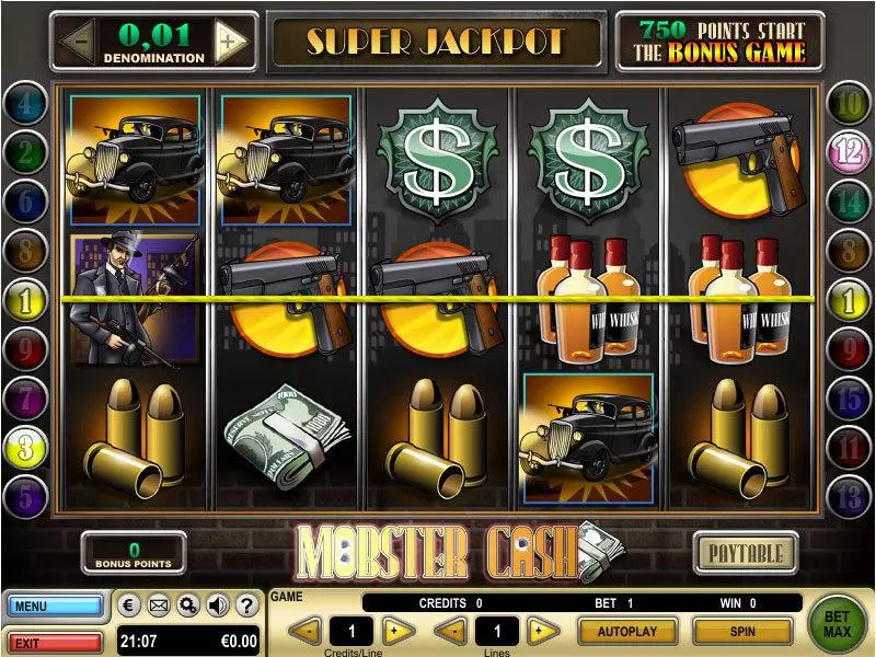 Mobster Cash GTECH Slot Main Screen Reels
