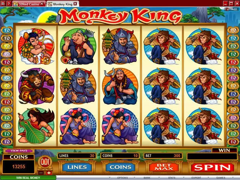 Monkey King Microgaming Slot Main Screen Reels