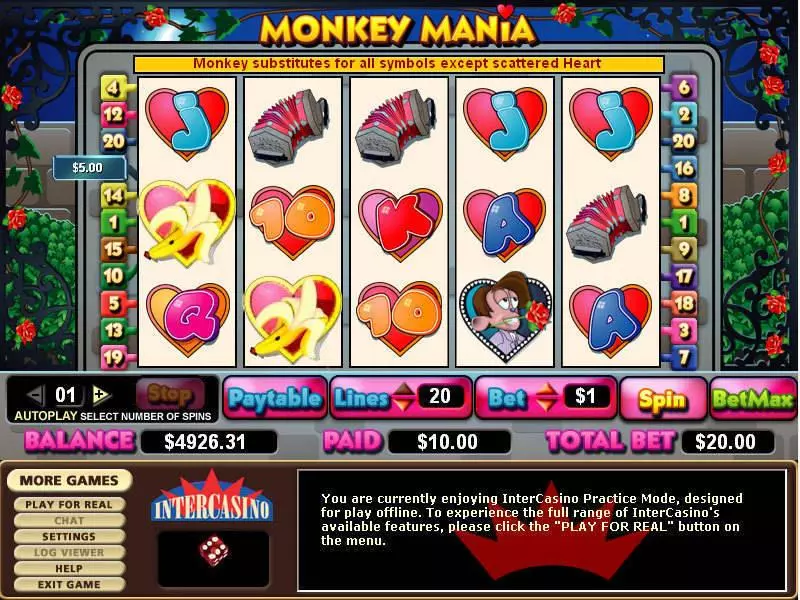 Monkey Mania CryptoLogic Slot Main Screen Reels