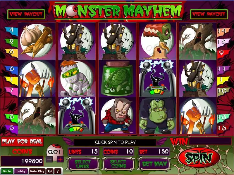 Monster Mayhem Wizard Gaming Slot Main Screen Reels