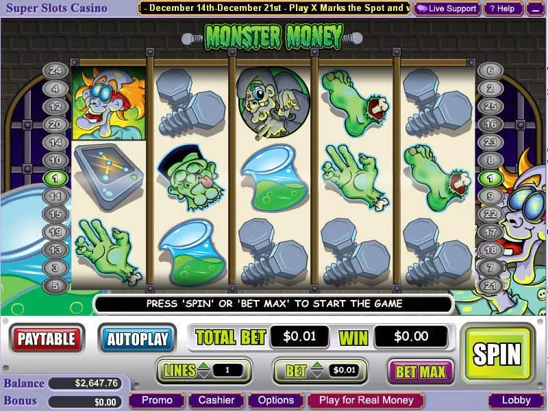 Monster Money WGS Technology Slot Main Screen Reels