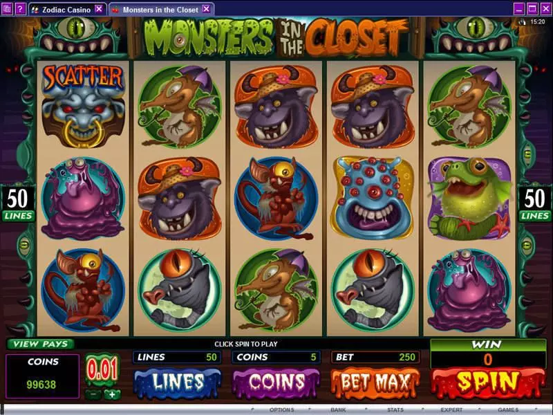 Monsters in the Closet Microgaming Slot Main Screen Reels