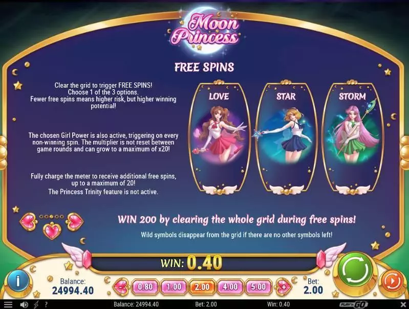 Moon Princess Play'n GO Slot Info and Rules