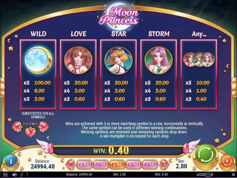 Moon Princess Play'n GO Slot Info and Rules
