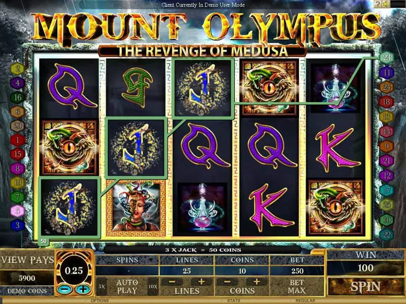 Mount Olympus - Revenge of Medusa Genesis Slot Main Screen Reels