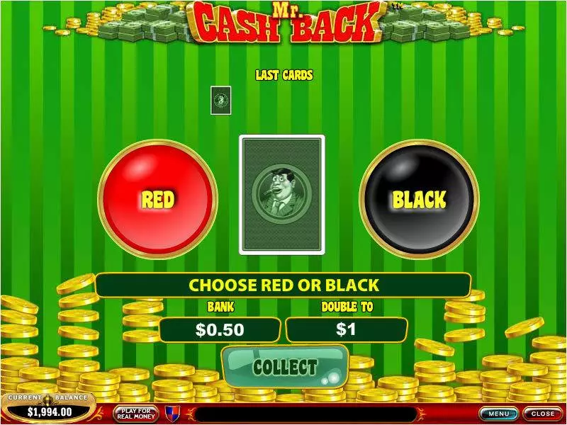 Mr. Cashback PlayTech Slot Gamble Screen