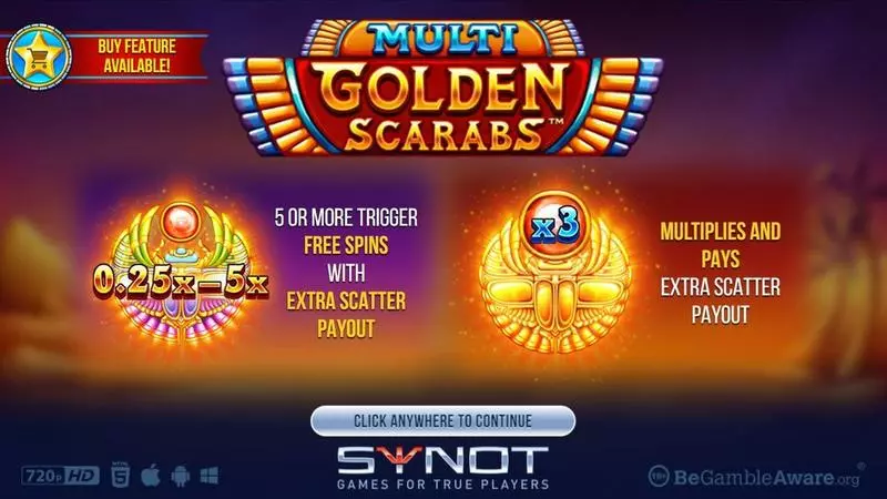 Multi Golden Scarab Synot Games Slot Introduction Screen