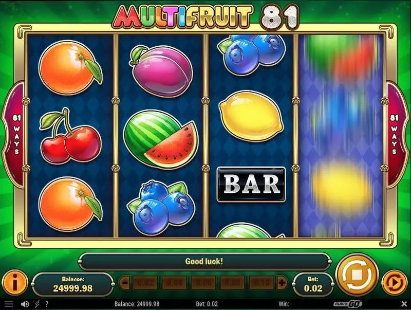 Multifruit 81 Play'n GO Slot Main Screen Reels