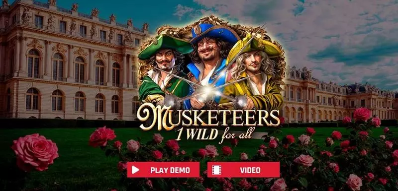 Musketeers 1 Wild for All Red Rake Gaming Slot Introduction Screen