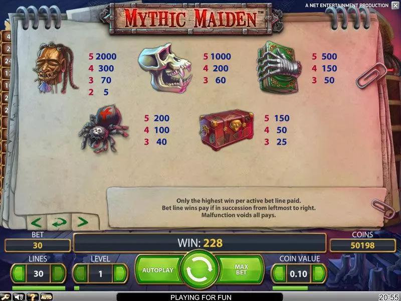 Mythic Maiden NetEnt Slot Info and Rules