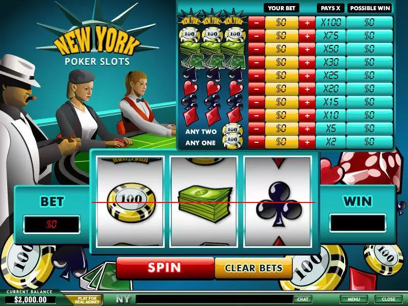 New York Poker PlayTech Slot Main Screen Reels