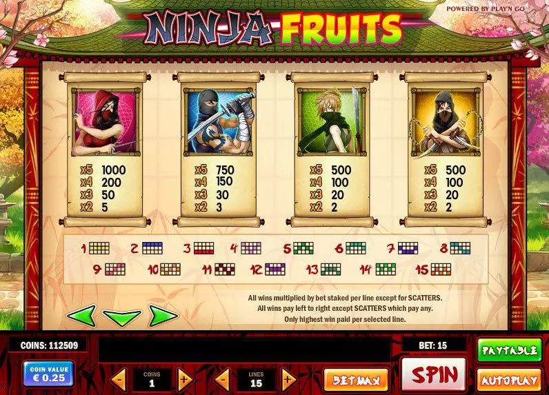 Ninja Fruits Play'n GO Slot Info and Rules