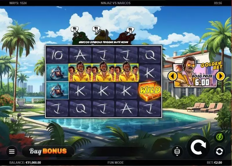 Ninjaz vs Narcos Kalamba Games Slot Main Screen Reels