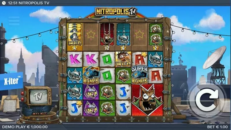 Nitropolis TV Elk Studios Slot Main Screen Reels