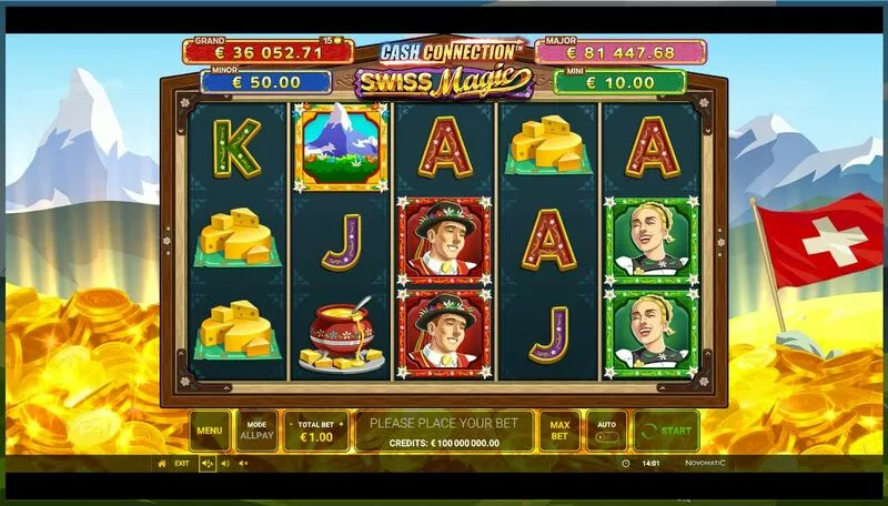 NovoSDK Cash Connection - Swiss Magic Greentube Slot Main Screen Reels