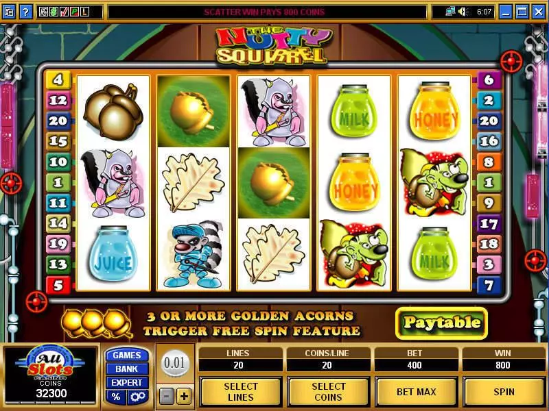 Nutty Squirrel Microgaming Slot Main Screen Reels