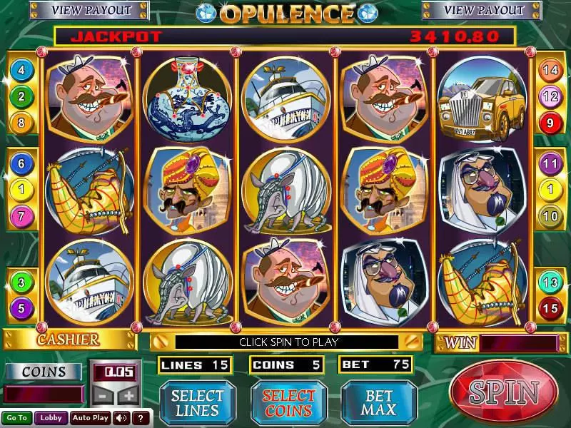 Opulence Wizard Gaming Slot Main Screen Reels