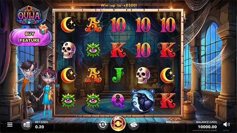 Ouija Secrets Mascot Gaming Slot Main Screen Reels