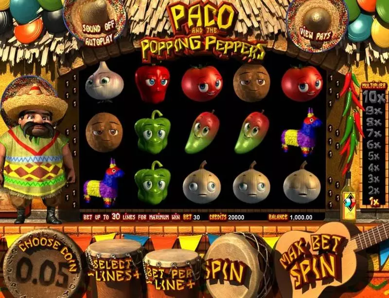 Paco & P. Peppers BetSoft Slot Main Screen Reels