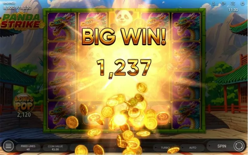 Panda Strike Endorphina Slot Winning Screenshot