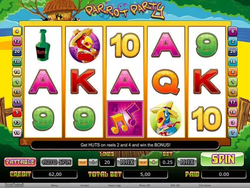 Parrot Party bwin.party Slot Main Screen Reels