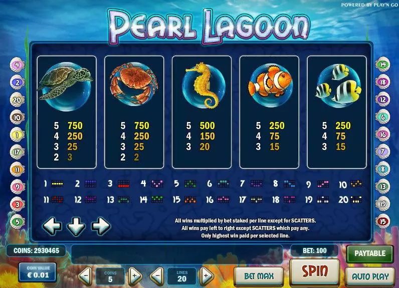 Pearl Lagoon Play'n GO Slot Info and Rules