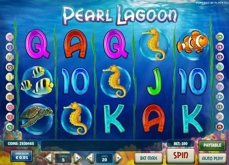 Pearl Lagoon Play'n GO Slot Main Screen Reels