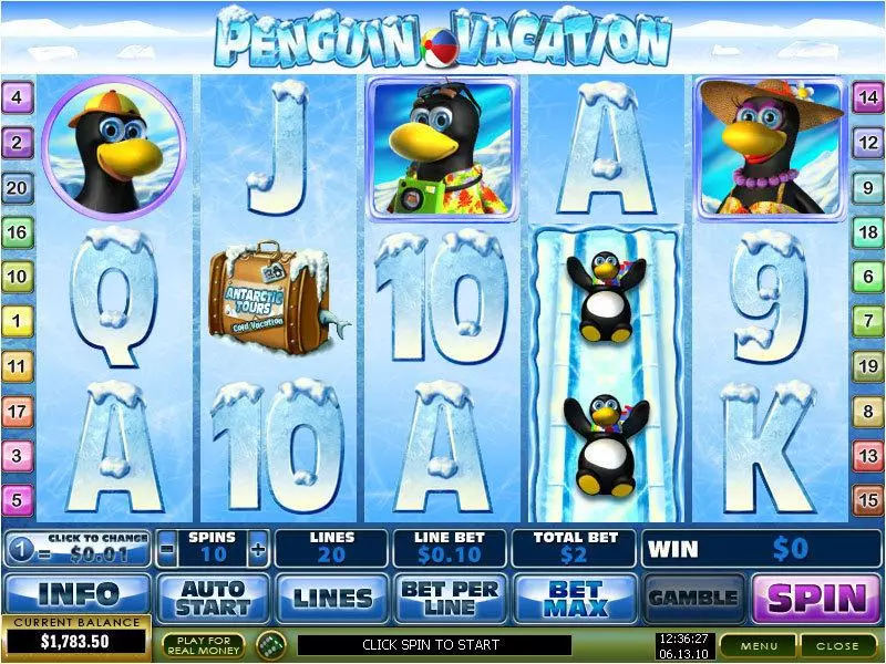 Penguin Vacation PlayTech Slot Main Screen Reels