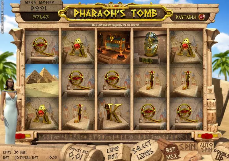 Pharaoh's Tomb Sheriff Gaming Slot Main Screen Reels