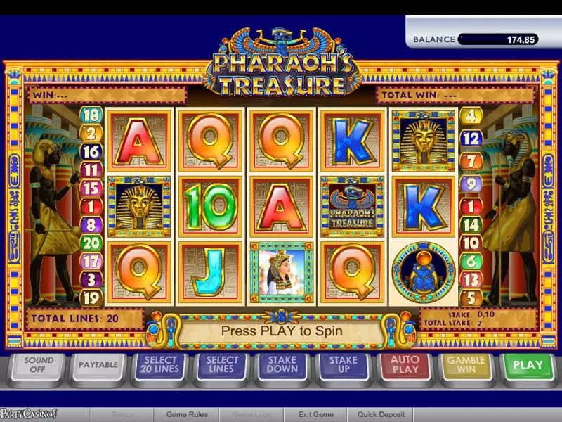 Pharaoh's Treasure bwin.party Slot Main Screen Reels