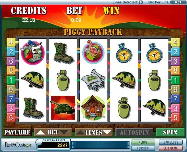Piggy Payback bwin.party Slot Main Screen Reels