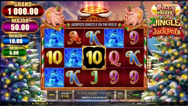 Piggy Prizes - Jingle Jackpots Greentube Slot Main Screen Reels