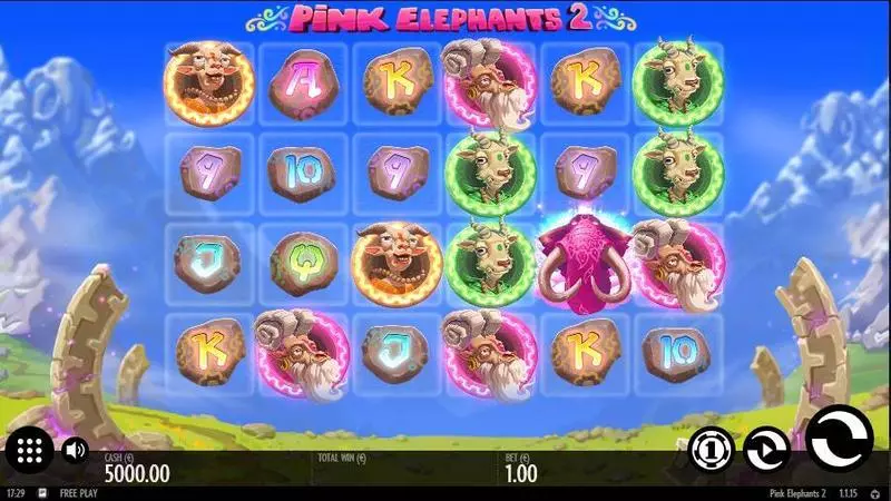 Pink Elephants 2 Thunderkick Slot Main Screen Reels