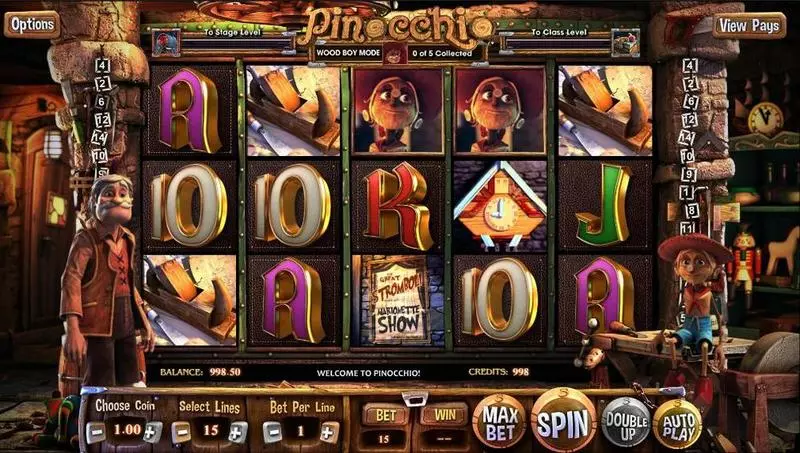 Pinocchio BetSoft Slot Introduction Screen