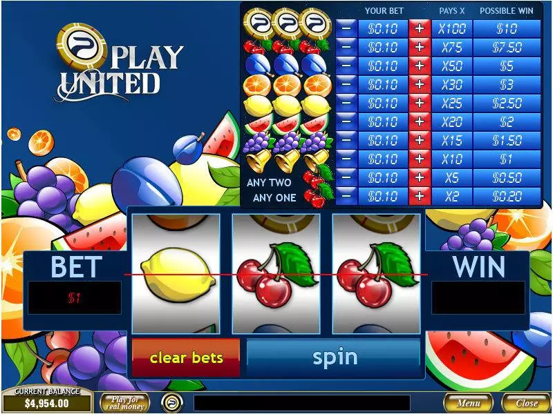 Play United PlayTech Slot Main Screen Reels