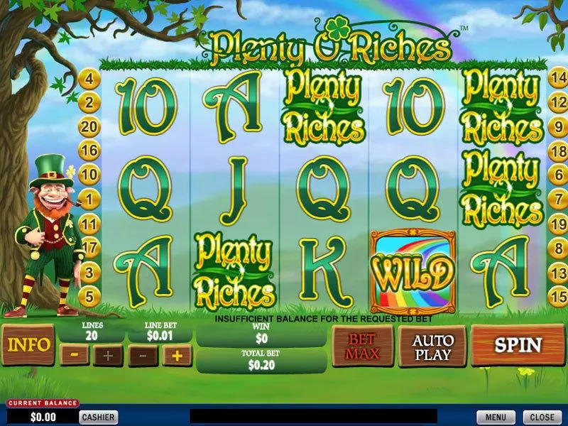Plenty O'Riches PlayTech Slot Main Screen Reels