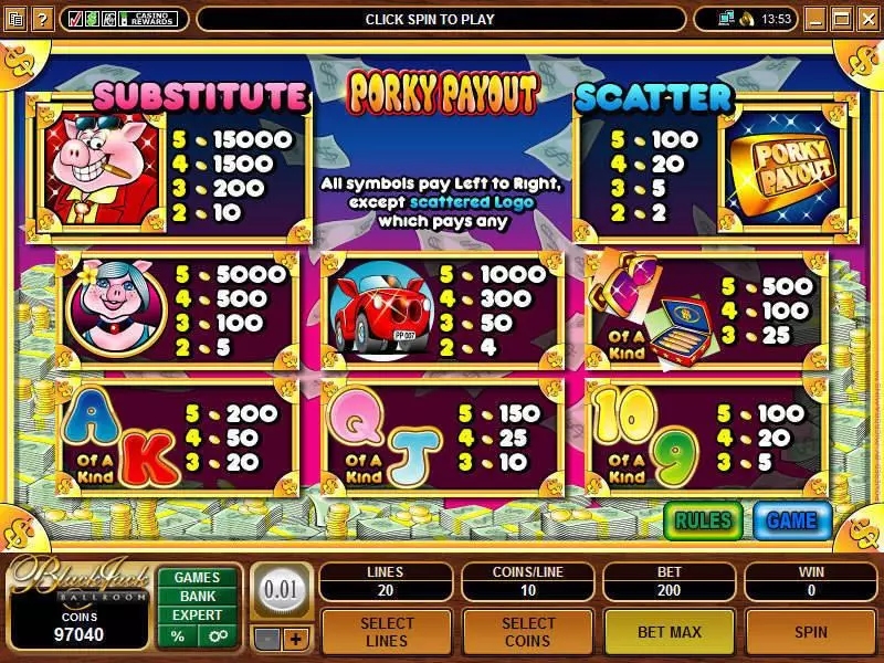 Porky Payout Microgaming Slot Info and Rules