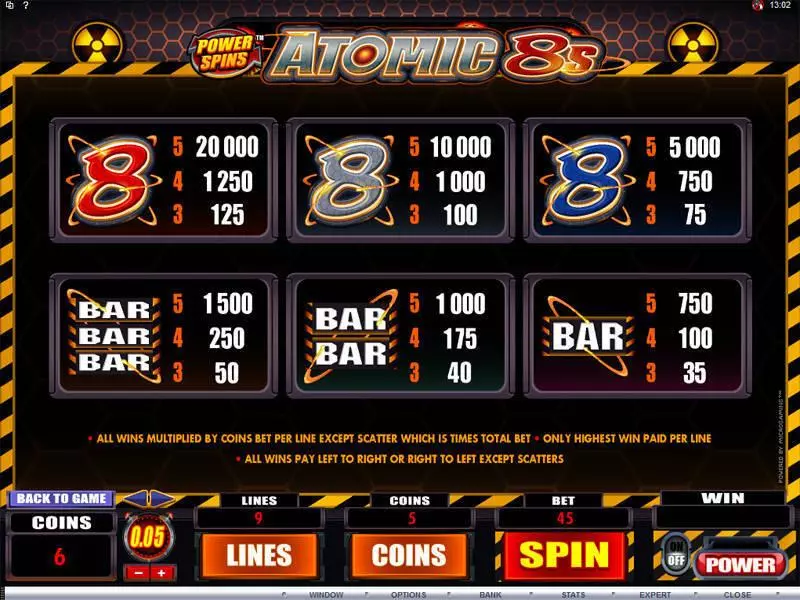 Power Spins - Atomic 8's Microgaming Slot Info and Rules