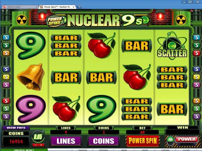 Power Spins - Nuclear 9's Microgaming Slot Main Screen Reels