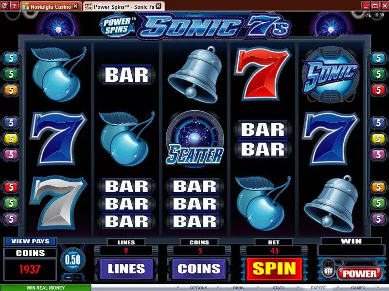 Power Spins - Sonic 7's Microgaming Slot Main Screen Reels