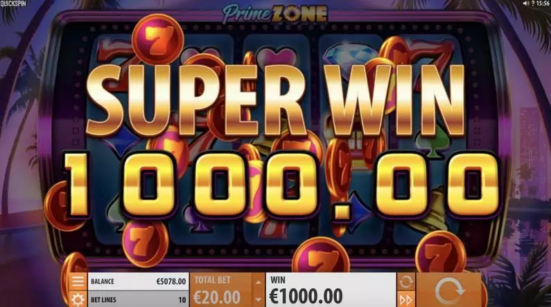Prime Zone Quickspin Slot Winning Screenshot