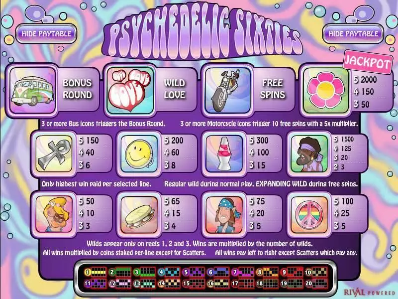 Psychedelic Sixties Rival Slot Info and Rules