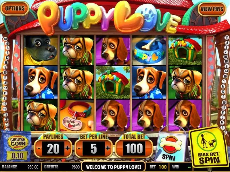 Puppy Love BetSoft Slot Introduction Screen