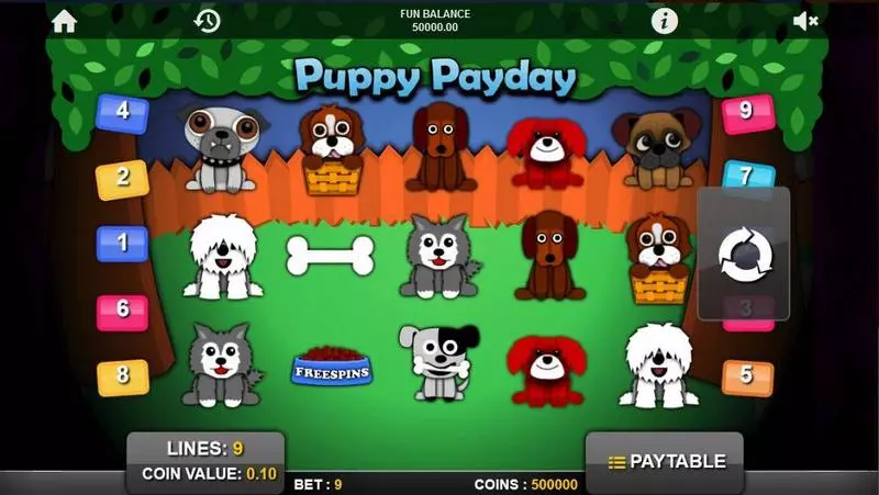 Puppy PayDay 1x2 Gaming Slot Main Screen Reels