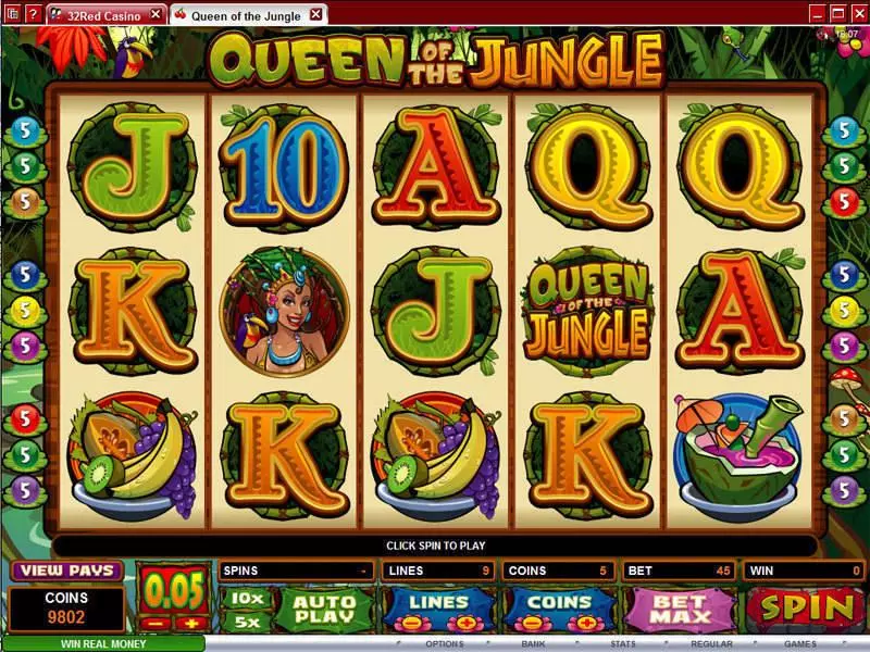 Queen of the Jungle Microgaming Slot Main Screen Reels