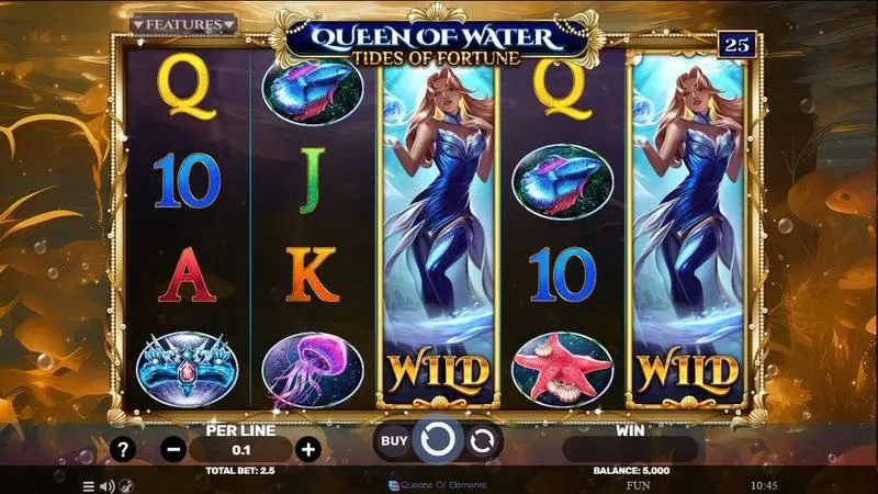Queen Of Water – Tides Of Fortune Spinomenal Slot Main Screen Reels