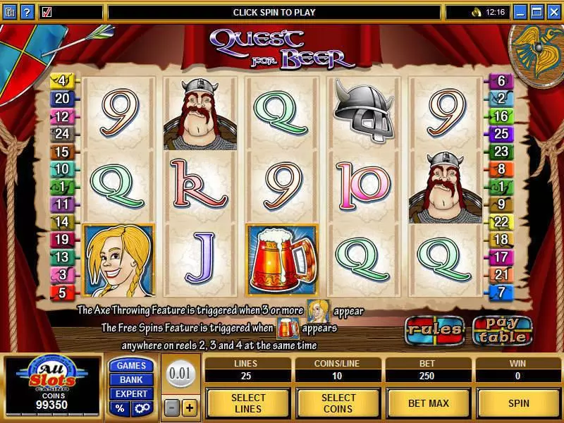 Quest for Beer Microgaming Slot Main Screen Reels