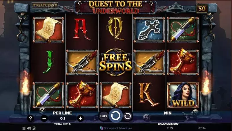 Quest To The Underworld Spinomenal Slot Main Screen Reels